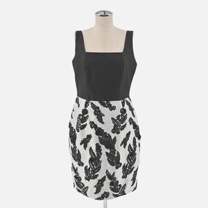 SHANNON MCLEAN Dress Womens‎ Size L Black White Floral Embroidered Mini Sheath